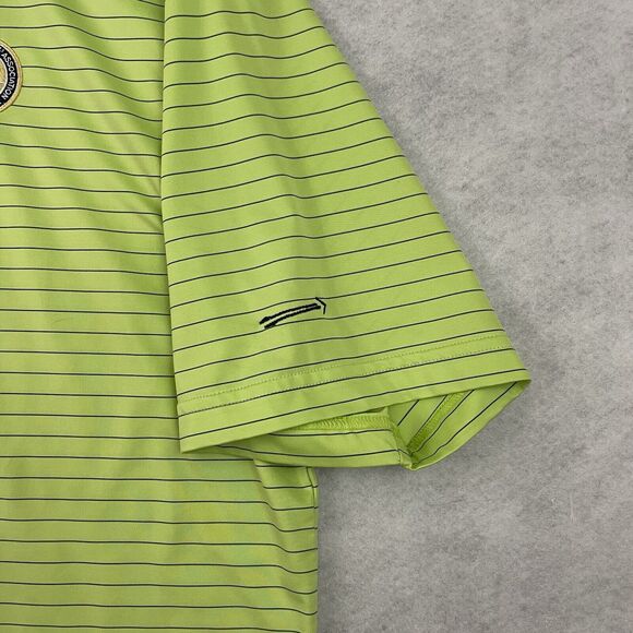 Footjoy PGA Golf Polo Shirt Mens Medium Lime Green Striped Embroidered Crest - Picture 12 of 16